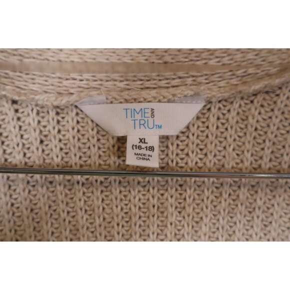 Womens Time And Tru Open Front Beige Cardigan Sweater With Pockets XL (16-18) Co - Picture 3 of 8